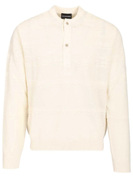 Emporio Armani Sweater With Henley Collar - White