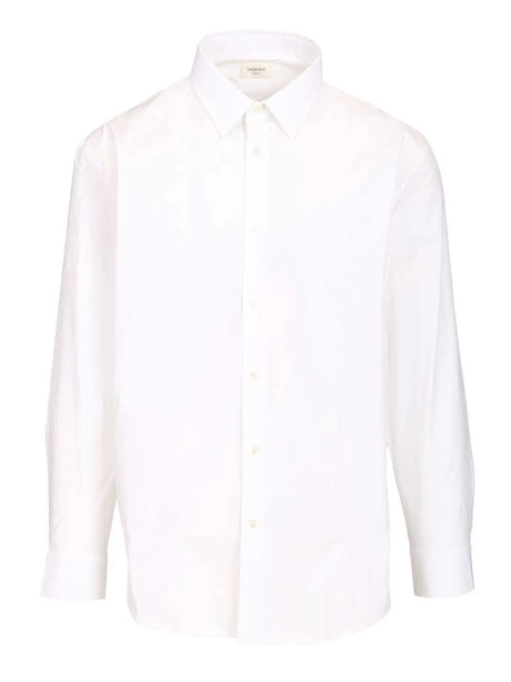 Saint Laurent Cassandre Shirt In Stretch Cotton Poplin - White