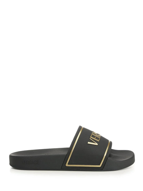 Versace Rubber Slides - Black