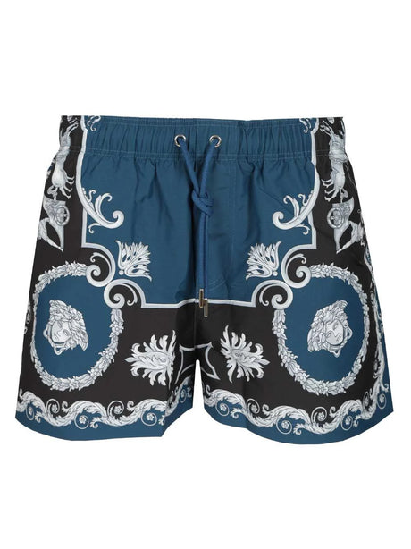 Versace Baroque Swim Shorts - Blue
