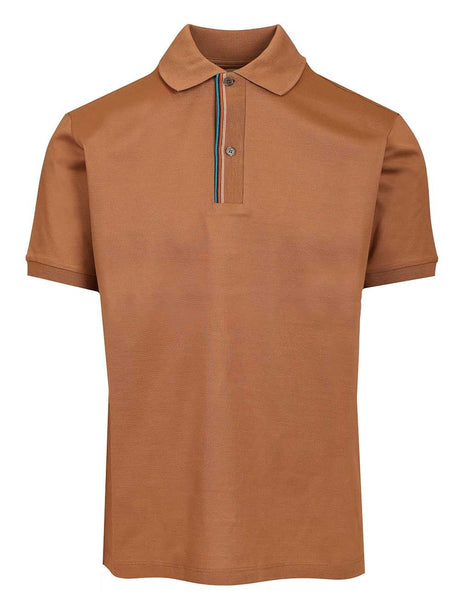 Paul Smith Polo Shirt With Striped Trim - Brown