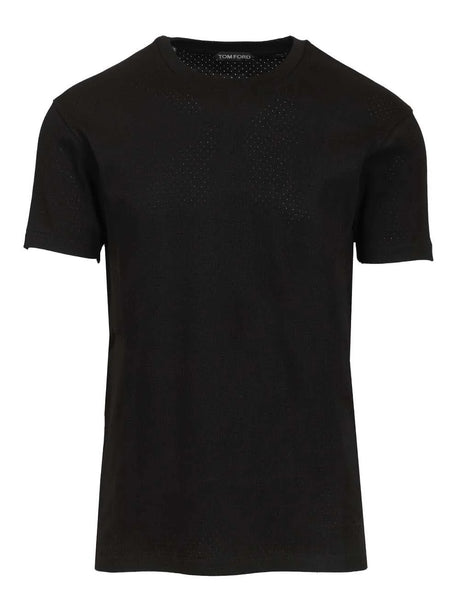 Tom Ford Perforated Ribbed T-Shirt - Black