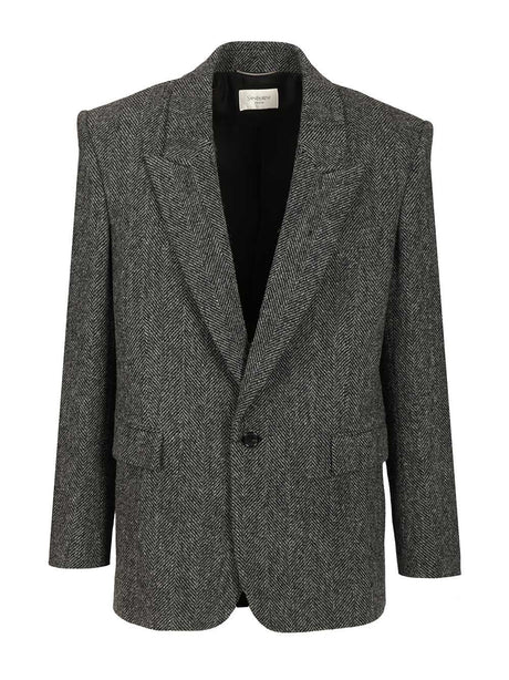Saint Laurent Worsted Wool Jacket - Black