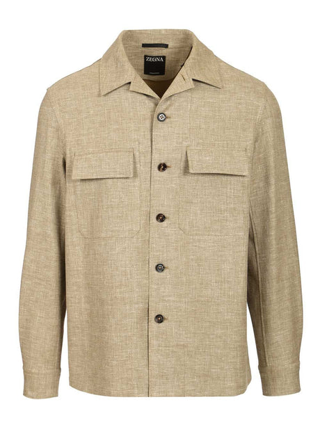 Zegna Linen Blend Overshirt - Beige