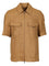 Moncler Short-Sleeved Linen Twill Zip-Up Shirt - Beige