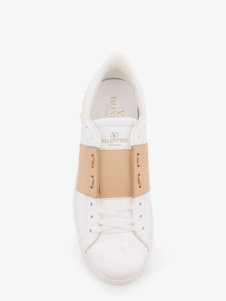 Valentino Garavani Open leather sneakers - Bianco Beige