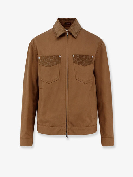Gucci Canvas Jacket with GG details - Camel
