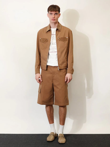 Gucci Canvas Jacket with GG details - Camel