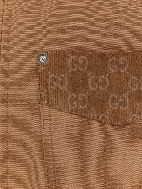 Gucci Canvas Jacket with GG details - Camel