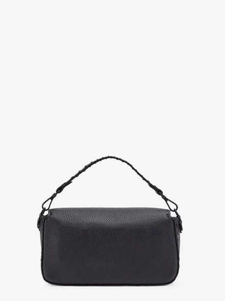 Fendi Baguette leather shoulder bag with Selleria stitchings - Asphalt+Palladio