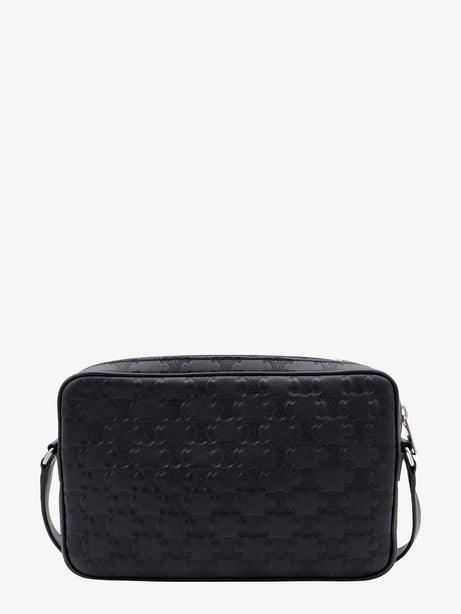 Celine Triomphe logo leather Messenger crossbody bag - Black