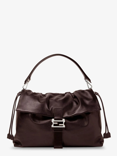 Fendi Fendi Flux Maxi Messenger leather shoulder bag - Chocolate+Palladio