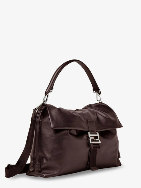 Fendi Fendi Flux Maxi Messenger leather shoulder bag - Chocolate+Palladio