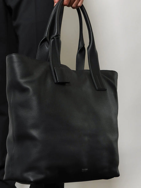 Tom Ford Leather shopping bag with logo lettering on the bottom - Black