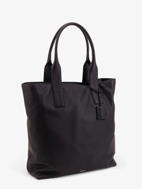 Tom Ford Leather shopping bag with logo lettering on the bottom - Black