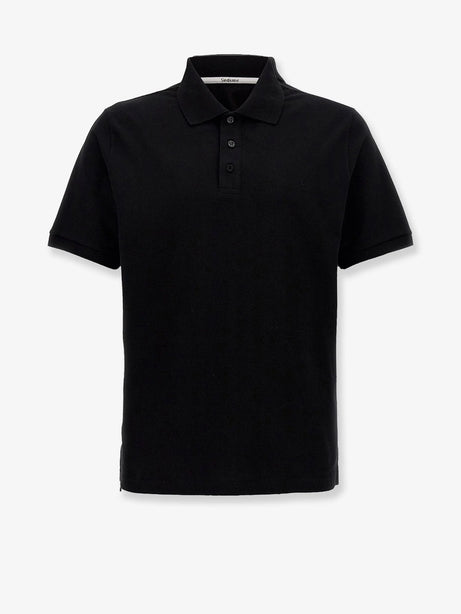 Saint Laurent Cotton blend polo shirt with Cassandre embroidery - Noir
