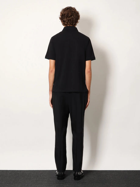 Saint Laurent Cotton blend polo shirt with Cassandre embroidery - Noir