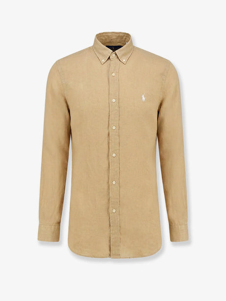 Polo Ralph Lauren Linen shirt with logo embroidery - Cafe Tan