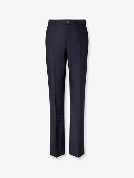 Fendi Trousers Wool Tonal Stitching - Abisso