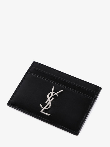 Saint Laurent Cassandre leather card holder - Nero