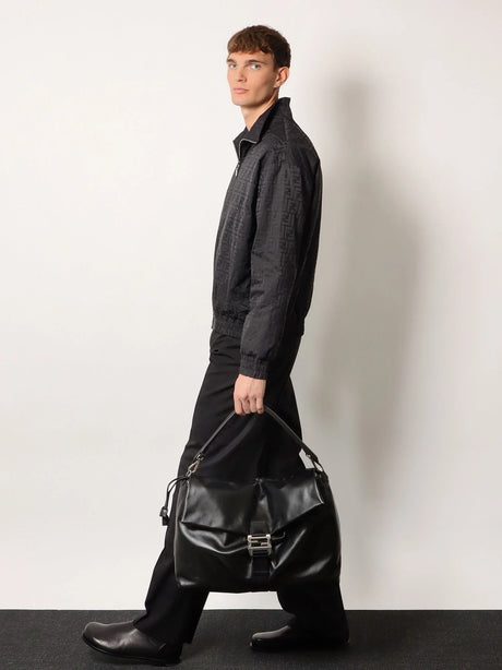Fendi Fendi Flux Maxi Messenger leather crossbody bag - Nero+Palladio