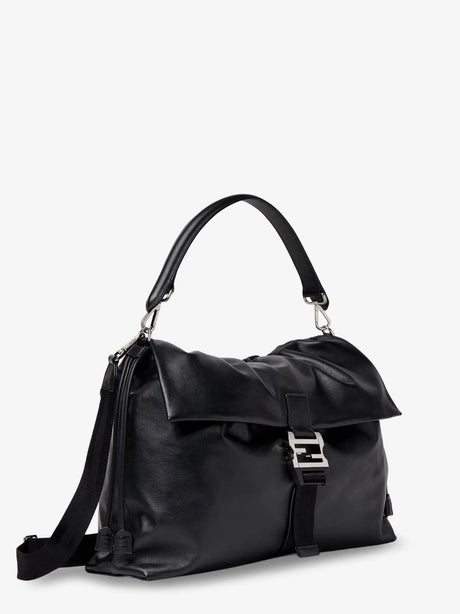 Fendi Fendi Flux Maxi Messenger leather crossbody bag - Nero+Palladio