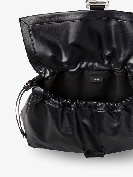 Fendi Fendi Flux Maxi Messenger leather crossbody bag - Nero+Palladio