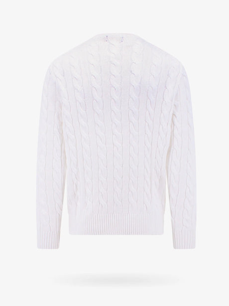 Polo Ralph Lauren Cable knit sweater with iconic embroidery - White
