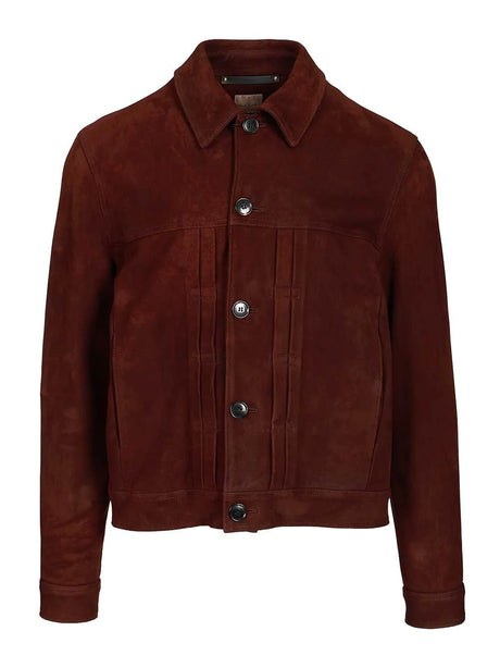 Paul Smith Pleated Trucker Jacket - Brown