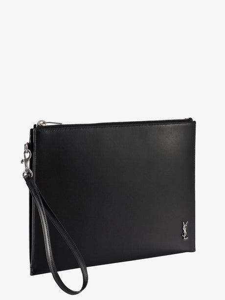 Saint Laurent Leather clutch with Monogram detail - Nero