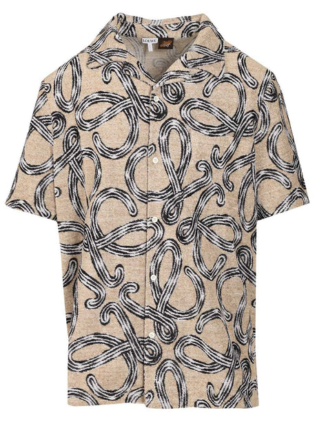 Loewe Paula'S Ibiza Short-Sleeved Jacquard Cotton Terry Shirt - Beige
