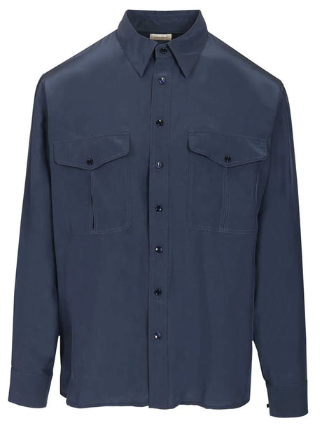 Saint Laurent Viscose And Silk Shirt - Blue