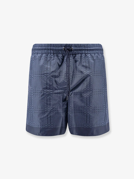 Gucci Nylon swim trunks with all-over Gucci Incrocio print - Blu Navy Blu Royal