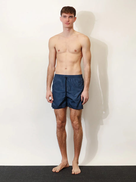 Gucci Nylon swim trunks with all-over Gucci Incrocio print - Blu Navy Blu Royal