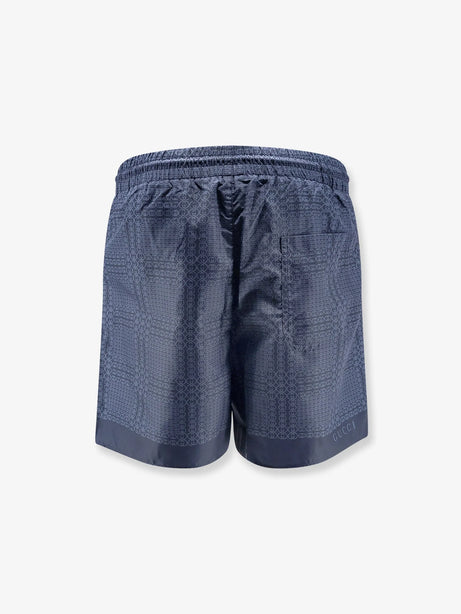 Gucci Nylon swim trunks with all-over Gucci Incrocio print - Blu Navy Blu Royal