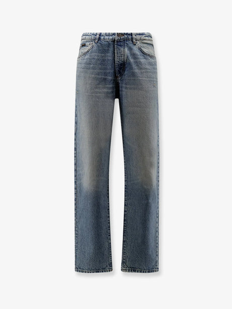 Boss Cotton jeans with back suede logo patch - Turquoise
