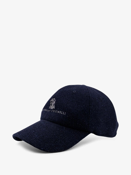 Brunello Cucinelli Silk, linen and wool hat - Navy Perla