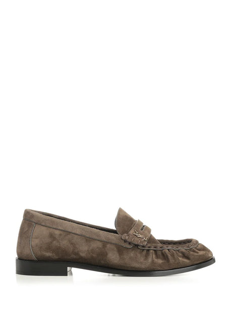 Saint Laurent Le Loafer Moccasin In Suede - Grey