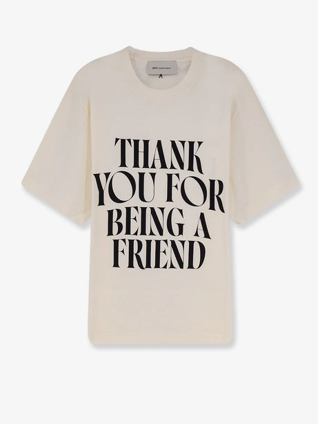Ami Paris Cotton t-shirt with frontal print - Blanc Creme
