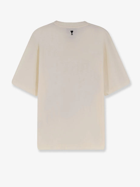 Ami Paris Cotton t-shirt with frontal print - Blanc Creme