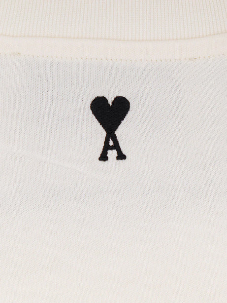 Ami Paris Cotton t-shirt with frontal print - Blanc Creme