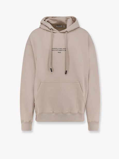 Off White Cotton sweatshirt with frontal logo print - Pumice Stone