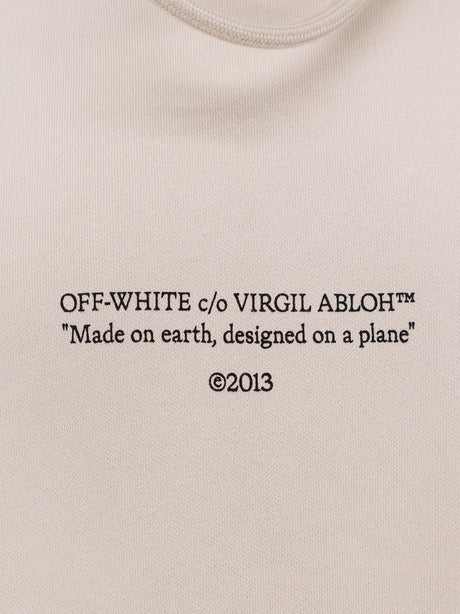 Off White Cotton sweatshirt with frontal logo print - Pumice Stone