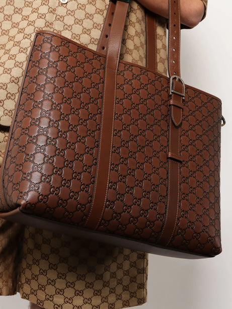 Gucci GG Emblem leather shopping bag - Sund Black