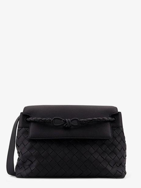 Bottega Veneta Andiamo leather shoulder bag with Intrecciato pattern - Black-Nero Opaco