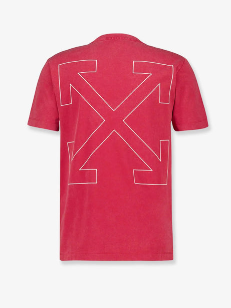 Off White Cotton T-shirt - Coral Red - W