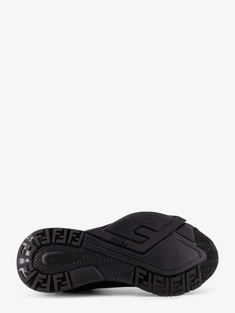 Fendi Leather Flow sneakers with FF jacquard fabric inserts - Nero Grig Nero Nero