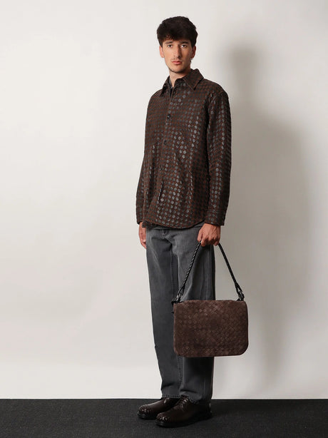 Bottega Veneta Intrecciato suede shoulder bag - Fondant/Bl-Vinta.S
