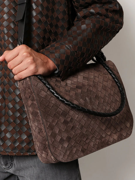 Bottega Veneta Intrecciato suede shoulder bag - Fondant/Bl-Vinta.S