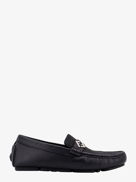 Fendi Leather and canvas loafers - Tabacconero